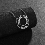 Personalized Double Circle Name Date Necklace
