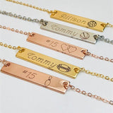 Personalized Rugby Name Necklace Engraved Bar Sports Mom Jewelry