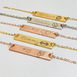 Personalized Rugby Name Necklace Engraved Bar Sports Mom Jewelry