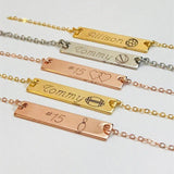 Personalized Rugby Name Necklace Engraved Bar Sports Mom Jewelry