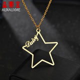 Auxauxme Star Name Pendant Necklace Stainless Steel Choker Gift