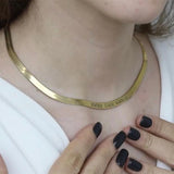 Custom Engraved Flat Snake Chain Choker Necklace