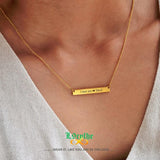 Personalized Bar Necklace Engraved Pendant Choker