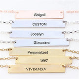 Personalized Bar Necklace Engraved Pendant Choker