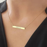 Personalized Bar Necklace Engraved Pendant Choker