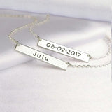 Personalized Bar Necklace Engraved Pendant Choker