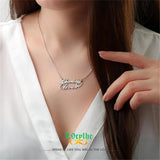 Double Name Heart Necklace Women Stainless Steel Personalized Name Necklaces