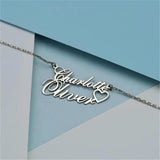 Double Name Heart Necklace Women Stainless Steel Personalized Name Necklaces