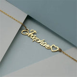 Double Name Heart Necklace Women Stainless Steel Personalized Name Necklaces