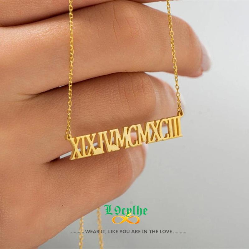 Custom Roman Numeral Date Necklace Personalized Jewelry Anniversary Gift