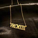 Custom Roman Numeral Date Necklace Personalized Jewelry Anniversary Gift