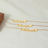 Personalized Name Necklace Plated Stainless Steel Heart Nameplate