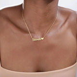 Personalized Name Necklace Plated Stainless Steel Heart Nameplate