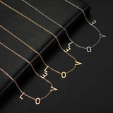 Initial 4 Letters Chain Necklace LOVE Choker Stainless Steel Jewelry