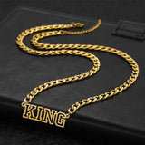 Hollow Letters Choker Necklace Stainless Steel Name Thick Cuban Chain