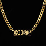Hollow Letters Choker Necklace Stainless Steel Name Thick Cuban Chain