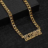 Hollow Letters Choker Necklace Stainless Steel Name Thick Cuban Chain