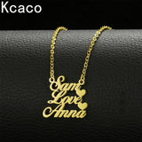 3-Layer Stainless Steel Name Necklace Heart Pendant Customized Gift