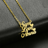 3-Layer Stainless Steel Name Necklace Heart Pendant Customized Gift