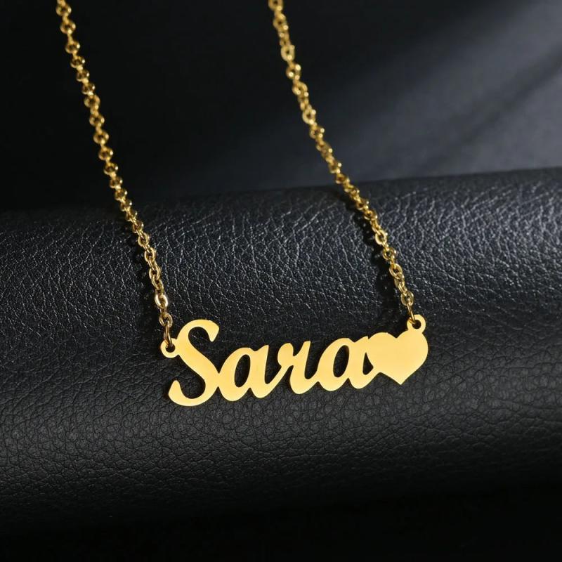 Personalized Stainless Steel Necklace 1-3 Names Heart Pendent Letters Jewelry