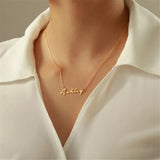 Personalized Name Necklace Stainless Steel Cursive Font Choker