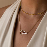 Personalized Name Necklace Stainless Steel Cursive Font Choker