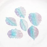 10pcs Gradient Rainbow Copper Hollow Leaf Charms Pendant DIY Jewelry Earring
