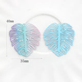 10pcs Gradient Rainbow Copper Hollow Leaf Charms Pendant DIY Jewelry Earring