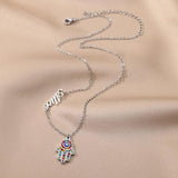 Gothic Hamsa Hand Necklace Stainless Steel Evil Eye Pendant