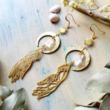 6pcs Raw Brass 17x55mm Celestial Hand Charm Pendant for DIY Earrings Jewelry