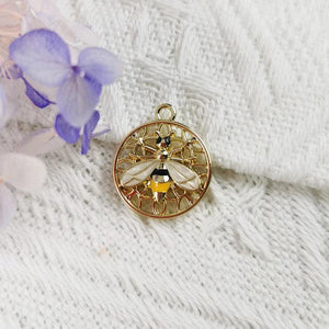 10pcs Bee Metal Enamel Charms Earring Pendants DIY Jewelry Making Craft