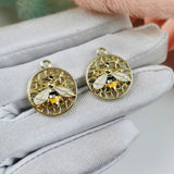 10pcs Bee Metal Enamel Charms Earring Pendants DIY Jewelry Making Craft