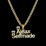 Personalized Crown Letter Necklace with 2 Names Stainless Steel Charm