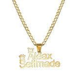 Personalized Crown Letter Necklace with 2 Names Stainless Steel Charm