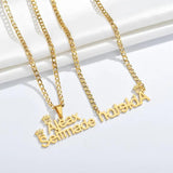 Personalized Crown Letter Necklace with 2 Names Stainless Steel Charm