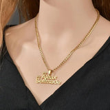 Personalized Crown Letter Necklace with 2 Names Stainless Steel Charm