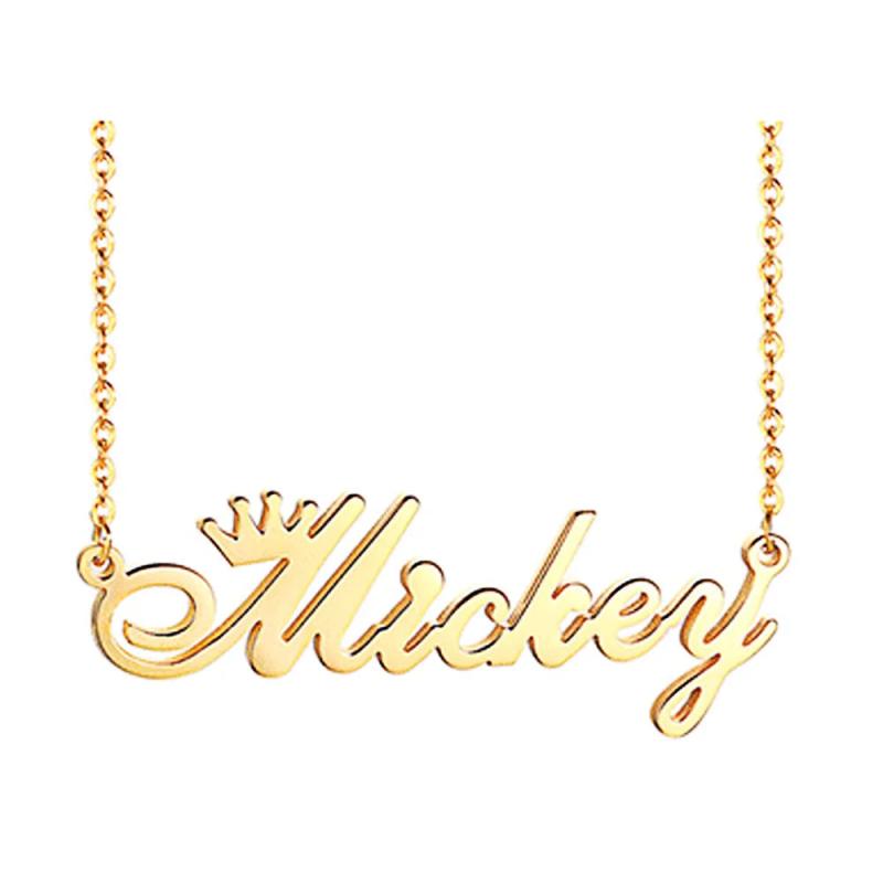 Modyle Stainless Steel Nameplate Necklace for Women Lady Personalize Lover Gift