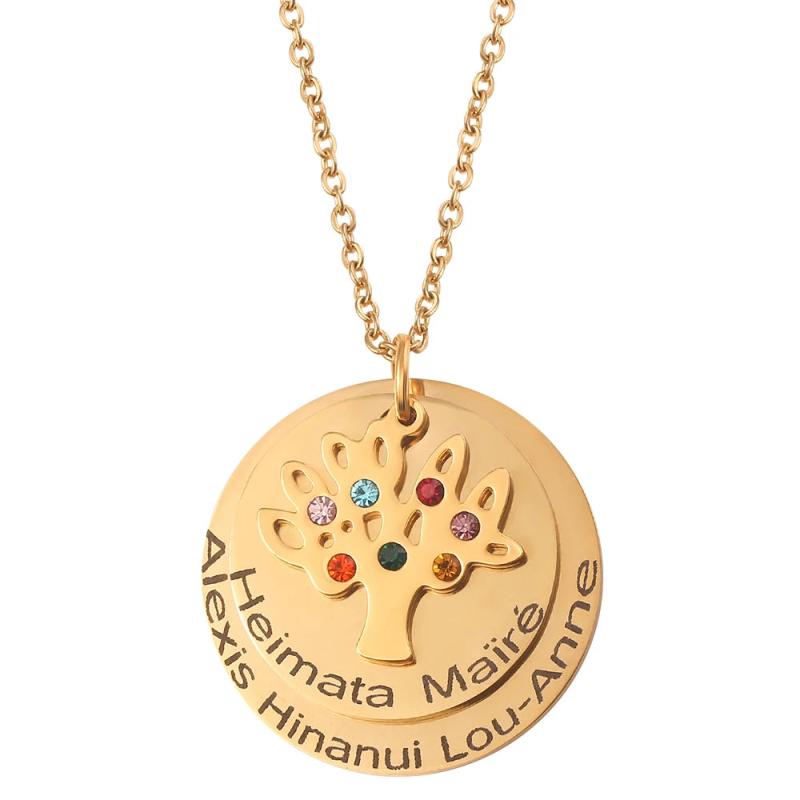 Personalized Tree of Life Necklace Stainless Steel Lucky Letter Necklace