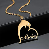 Personalized Dolphin Necklace Heart Nameplate Pendant