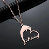 Personalized Dolphin Necklace Heart Nameplate Pendant