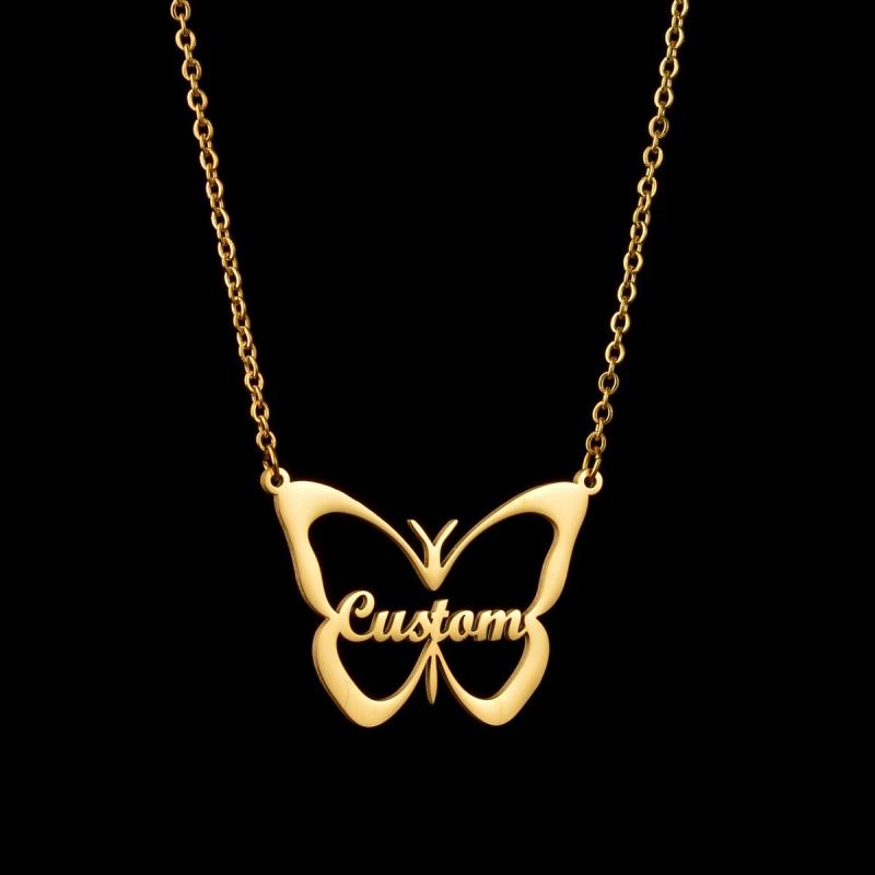 Personalized Letter Butterfly Necklace for Women