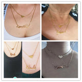 Stainless Steel Double Name Heart Necklace Personalized Pendant for Couples