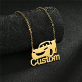 Stainless Steel Name Necklace with Car Pendant