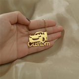 Stainless Steel Name Necklace with Car Pendant