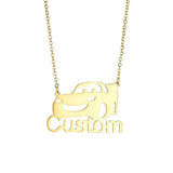 Stainless Steel Name Necklace with Car Pendant