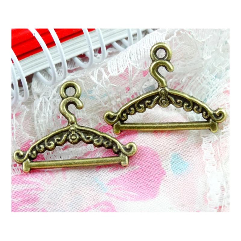 100pcs Charms Hanger Clothes Stand Pendant Vintage Bronze DIY Jewelry
