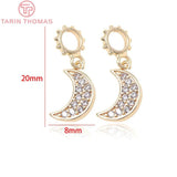 4PCS 8x20MM Brass Moon Charm Pendants for Jewelry Making