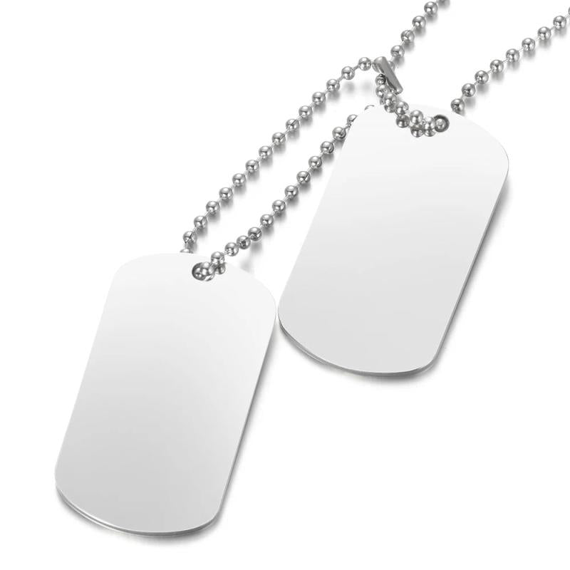 Engraved Dog Tag Military Photo ID Name Necklace