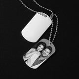 Engraved Dog Tag Military Photo ID Name Necklace