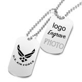 Engraved Dog Tag Military Photo ID Name Necklace